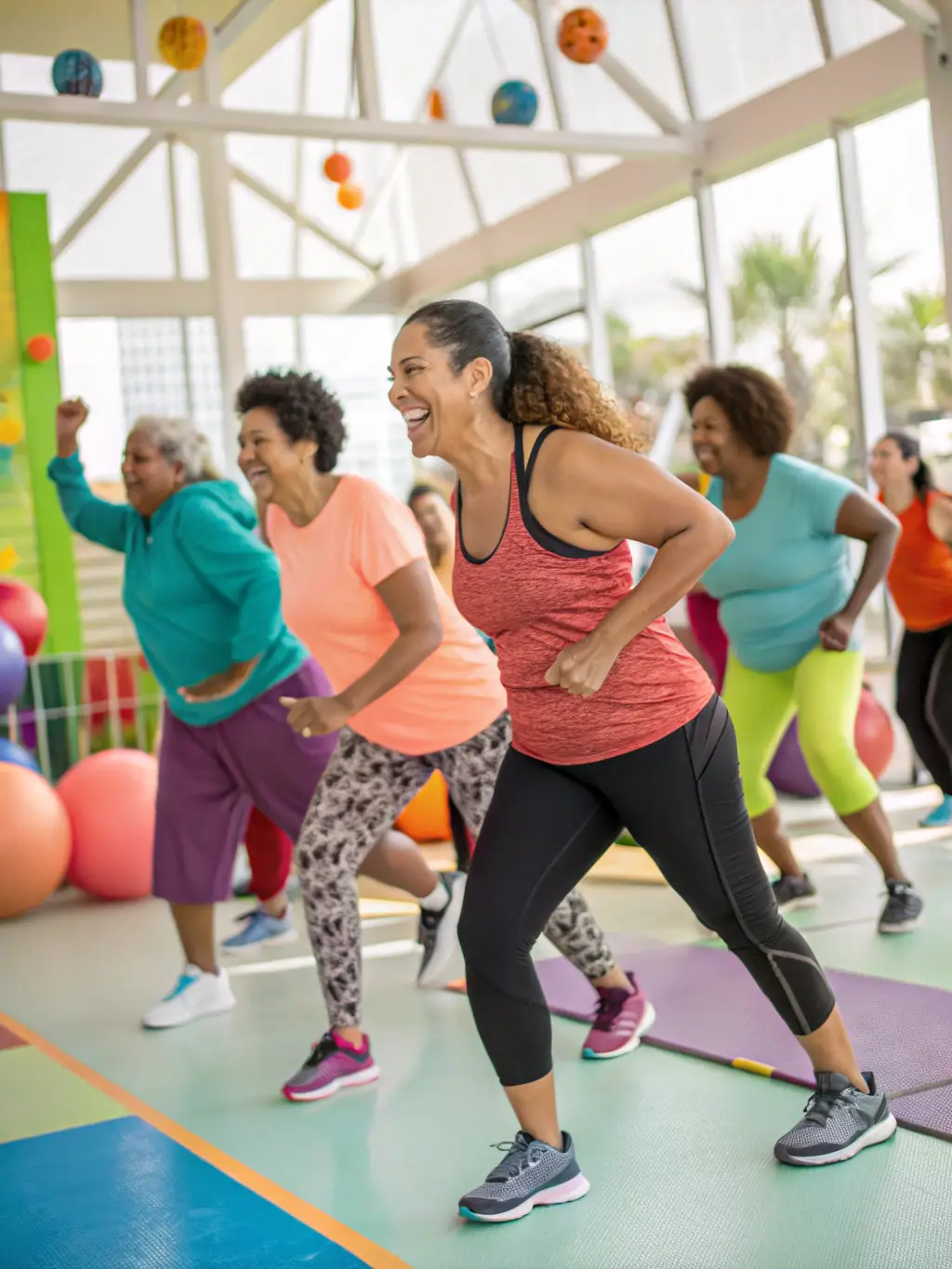 A diverse group of individuals engaged in a fitness class that incorporates martial arts elements, promoting overall health and wellness at CENTRE D ART MARTIAL POLYVALENT DE SAINTE FEREOLE CAMP 19 SAINTE FEREOLE.